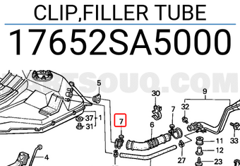 Honda 17652SA5000 CLIP,FILLER TUBE