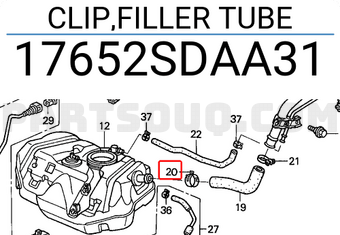 Honda 17652SDAA31 CLIP,FILLER TUBE