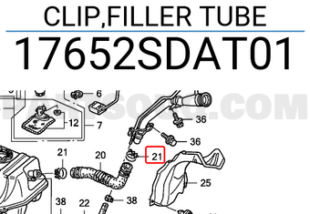 Honda 17652SDAT01 CLIP,FILLER TUBE