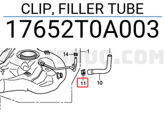 Honda 17652T0A003 CLIP, FILLER TUBE