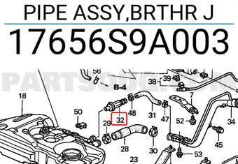 Honda 17656S9A003 PIPE ASSY,BRTHR J