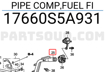 Honda 17660S5A931 PIPE COMP,FUEL FI