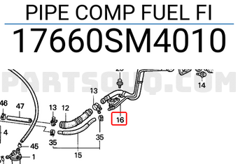 Honda 17660SM4010 PIPE COMP FUEL FI