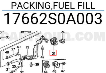 Honda 17662S0A003 PACKING,FUEL FILL