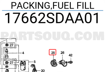 Honda 17662SDAA01 PACKING,FUEL FILL