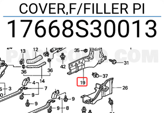 Honda 17668S30013 COVER,F/FILLER PI