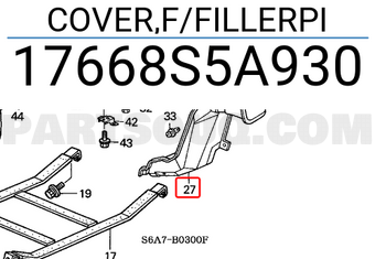 Honda 17668S5A930 COVER,F/FILLERPI