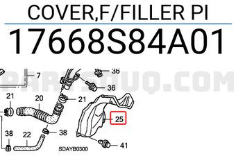 Honda 17668S84A01 COVER,F/FILLER PI
