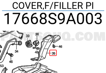 Honda 17668S9A003 COVER,F/FILLER PI