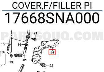 Honda 17668SNA000 COVER,F/FILLER PI