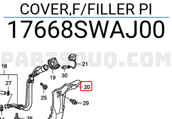 Honda 17668SWAJ00 COVER,F/FILLER PI