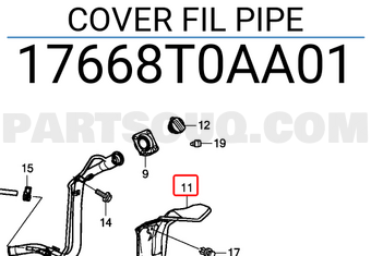 Honda 17668T0AA01 COVER FIL PIPE