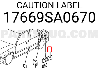 Honda 17669SA0670 CAUTION LABEL