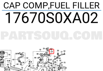 Honda 17670S0XA02 CAP COMP,FUEL FILLER