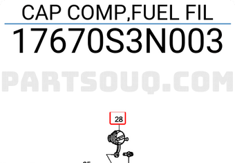 Honda 17670S3N003 CAP COMP,FUEL FIL