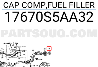Honda 17670S5AA32 CAP COMP,FUEL FILLER