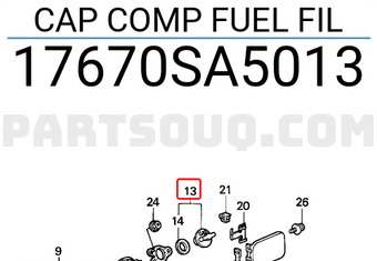 Honda 17670SA5013 CAP COMP FUEL FIL