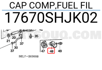 Honda 17670SHJK02 CAP COMP,FUEL FIL