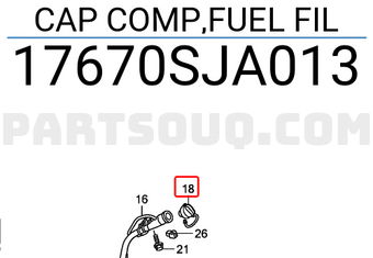 Honda 17670SJA013 CAP COMP,FUEL FIL