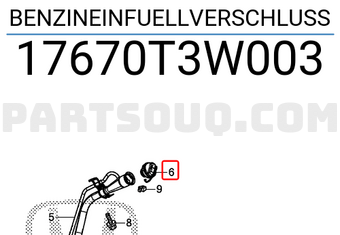 Honda 17670T3W003 BENZINEINFUELLVERSCHLUSS