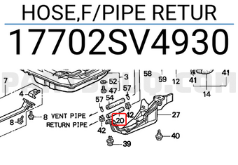 Honda 17702SV4930 HOSE,F/PIPE RETUR