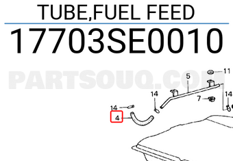 Honda 17703SE0010 TUBE,FUEL FEED