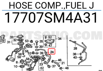 Honda 17707SM4A31 HOSE COMP.,FUEL J