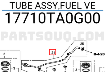 Honda 17710TA0G00 TUBE ASSY,FUEL VE