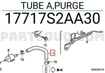 Honda 17717S2AA30 TUBE A,PURGE