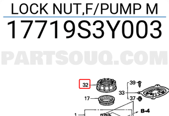 Honda 17719S3Y003 LOCK NUT,F/PUMP M