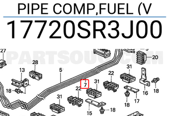 Honda 17720SR3J00 PIPE COMP,FUEL (V