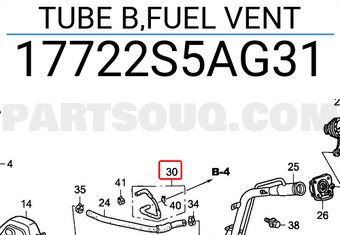 Honda 17722S5AG31 TUBE B,FUEL VENT