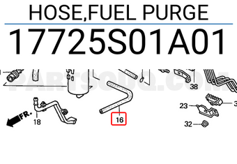 Honda 17725S01A01 HOSE,FUEL PURGE