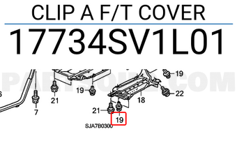 Honda 17734SV1L01 CLIP A F/T COVER