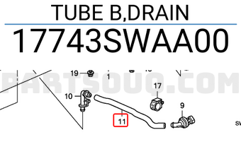 Honda 17743SWAA00 TUBE B,DRAIN