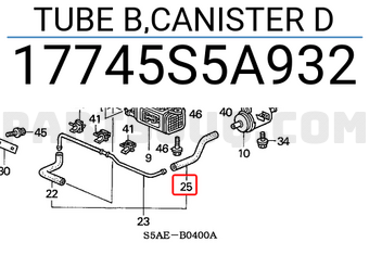 Honda 17745S5A932 TUBE B,CANISTER D