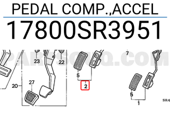 Honda 17800SR3951 PEDAL COMP.,ACCEL