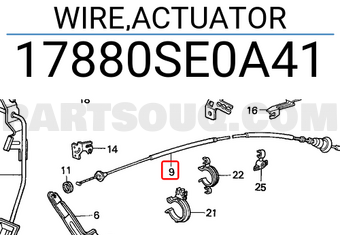 Honda 17880SE0A41 WIRE,ACTUATOR