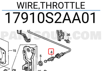 Honda 17910S2AA01 WIRE,THROTTLE
