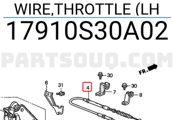 Honda 17910S30A02 WIRE,THROTTLE (LH
