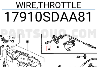 Honda 17910SDAA81 WIRE,THROTTLE