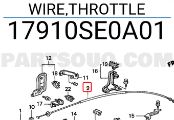 Honda 17910SE0A01 WIRE,THROTTLE