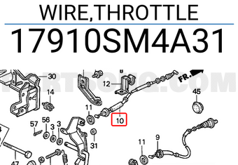 Honda 17910SM4A31 WIRE,THROTTLE