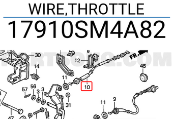 Honda 17910SM4A82 WIRE,THROTTLE