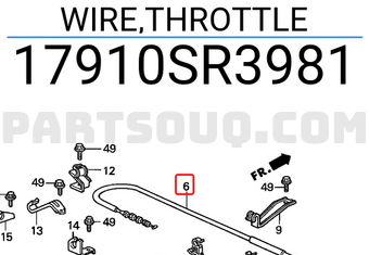 Honda 17910SR3981 WIRE,THROTTLE