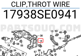 Honda 17938SE0941 CLIP,THROT WIRE
