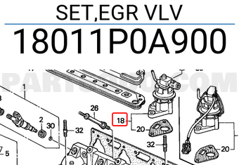Honda 18011P0A900 SET,EGR VLV