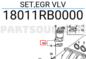 Honda 18011RB0000 SET,EGR VLV