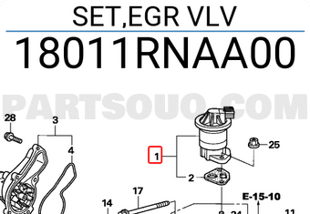Honda 18011RNAA00 SET,EGR VLV