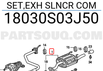 Honda 18030S03J50 SET,EXH SLNCR COM